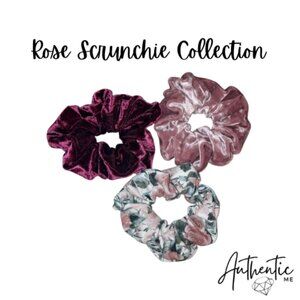 Handmade Beautiful Rose Scrunchie Trio